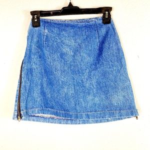 Vintage Blue Jean Mini Skirt with Side Zippers